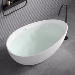 Sogood® Baignoire Îlot Ovale 160cm Blanc Mat Vicenza911 en Résine avec Bonde 160x95x60cm