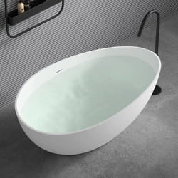 Sogood® Baignoire Îlot Ovale 160cm Blanc Mat Vicenza911 en Résine avec Bonde 160x95x60cm