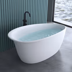 Sogood® Baignoire Îlot Ovale 175cm Blanc Vicenza906 en Résine avec Bonde 175x81x73cm