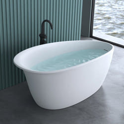 Sogood® Baignoire Îlot Ovale 175cm Blanc Vicenza906 en Résine avec Bonde 175x81x73cm