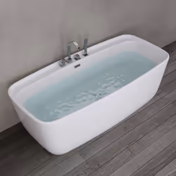 Sogood® Baignoire Îlot Rectangulaire 170cm Blanc Vicenza612MA Acrylique avec Bonde et Robinetterie 170x80x58cm