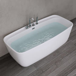 Sogood® Baignoire Îlot Rectangulaire 170cm Blanc Vicenza612MA Acrylique avec Bonde et Robinetterie 170x80x58cm