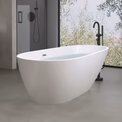 Sogood Baignoire Îlot Ovale 167cm Blanc Vicenza506OA Acrylique avec Bonde 167x84x56cm