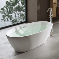 Sogood® Baignoire Îlot Ovale 150cm Blanc Vicenza599 Acrylique avec Bonde 150x79x56cm