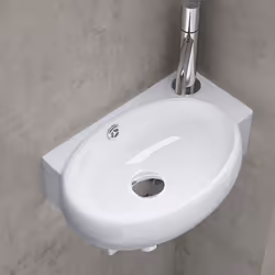 Lavabo vasque à monter au mur évier Bruxelles 001L blanc traitement anticalcaire céramique 42 x 28 x 15cm