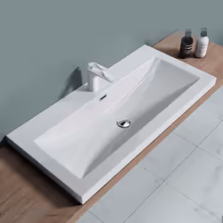 Lavabo vasque blanc 100cm à encastrer Sogood Colossum01 fonte minérale solid surface 100x48x13cm