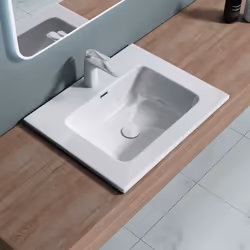 Lavabo vasque blanc 60cm à encastrer Sogood Colossum02 fonte minérale solid surface 60x48x12cm