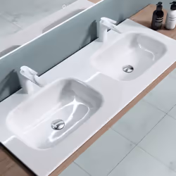 Lavabo à encastrer design Colossum04 • Dimensions: 144x48x14cm • Forme: Rectangulaire • Couleur: Blanc • Matériau: Fonte miné ...