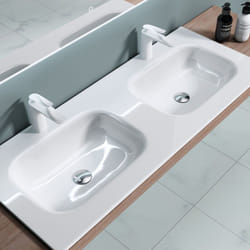 Doporro Lavabo vasque blanc 144cm à encastrer lave main Colossum04 144x48x14cm
