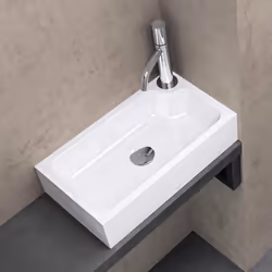 Lavabo vasque à poser évier fonte minérale Colossum 101 rectangulaire blanc Larg 46 cm prof 26 cm haut 11 cm