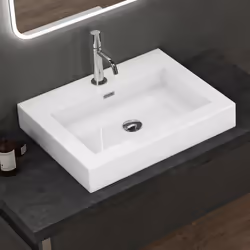 Lavabo suspendu vasque à poser blanc 60cm évier Sogood Colossum818 60x48x10cm