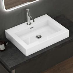 Lavabo suspendu vasque à poser blanc 60cm évier Sogood Colossum818 60x48x10cm