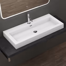 Lavabo suspendu vasque à poser blanc 100cm évier Sogood Colossum818 100x48x10cm