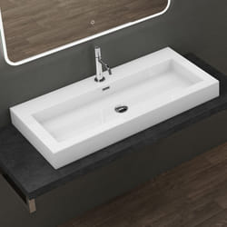 Lavabo suspendu vasque à poser blanc 100cm évier Sogood Colossum818 100x48x10cm