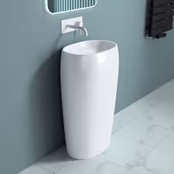 Sogood Lavabo sur Pied Blanc Vasque Colonne en Fonte Minérale Lave Mains Ovale pour Salle de Bain 535x36x85cm Colossum32