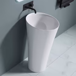 Lavabo colonne rond blanc vasque sur pied Sogood Colossum33 solid surface 51x51x90cm
