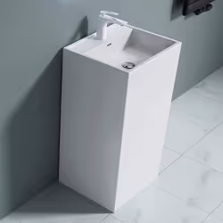 Lavabo colonne blanc vasque sur pied Sogood Colossum34 rectangulaire solid surface 50x42x90cm