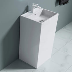 Lavabo colonne blanc vasque sur pied Sogood Colossum34 rectangulaire solid surface 50x42x90cm