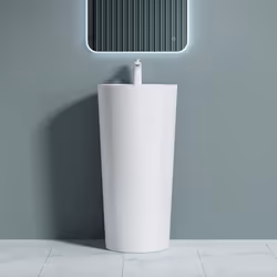 Lavabo colonne rond blanc vasque sur pied Sogood Colossum35 solid surface 45x45x90cm