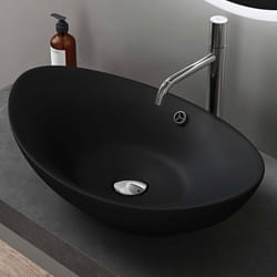 Lavabo vasque à poser en céramique gris noir anthracite 59cm lave main Sogood Bruxelles818A 59x38x19cm