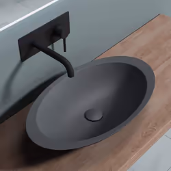 Lavabo vasque à poser anthracite 60cm lave main oval Sogood Colossum-802A 593x351x107cm