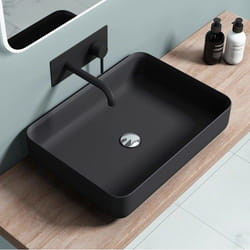 Sogood Lavabo Vasque à Poser Gris-Noir Évier en Fonte Minérale Rectangulaire Arrondi 55x40x13cm Colossum812