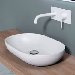 Lavabo vasque à poser Sogood évier fonte minérale Colossum808 blanc larg 54 cm prof 34 cm haut 105cm