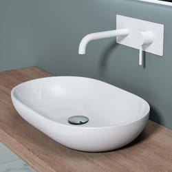 Lavabo vasque à poser Sogood évier fonte minérale Colossum808 blanc larg 54 cm prof 34 cm haut 105cm