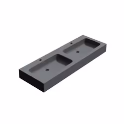 Double lavabo vasque à poser anthracite mat lave main Sogood Colossum830 140x48x13cm avec trop-plein
