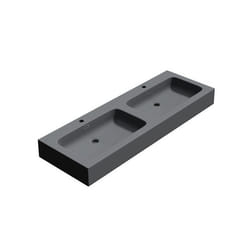 Double lavabo vasque à poser anthracite mat lave main Sogood Colossum830 140x48x13cm avec trop-plein