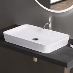 Lavabo vasque à poser blanc 60cm Sogood Colossum815 en fonte minérale solid surface 60x40x9cm