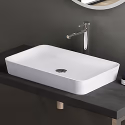 Lavabo vasque à poser blanc mat 60cm Sogood Colossum815 en fonte minérale solid surface 60x40x9cm