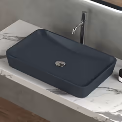 Lavabo vasque à poser noir mat 60cm Sogood Colossum815 en fonte minérale solid surface 60x40x9cm
