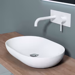 Lavabo vasque à poser Sogood évier fonte minérale Colossum808 blanc mat larg 54 cm prof 34 cm haut 105cm