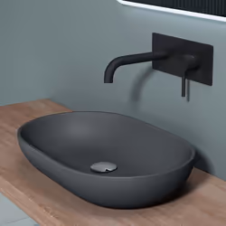 Lavabo vasque à poser Sogood évier fonte minérale Colossum808 noir anthracite larg 54 cm prof 34 cm haut 105cm