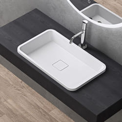 Sogood Vasque à Encastrer Lavabo Blanc Mat 53 x 33 x 105cm Lave Mains Rectangulaire avec Cache Bonde Colossum104