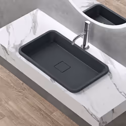 Sogood Vasque à Encastrer Lavabo Gris Noir Anthracite mat 53 x 33 x 105cm Lave Mains Rectangulaire avec Cache Bonde Colossum1 ...