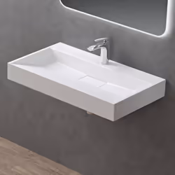 Sogood Lavabo Suspendu avec Bonde Vasque à Poser Blanc Mat 70x46x11cm Lave Mains Rectangulaire avec Perçage Colossum19