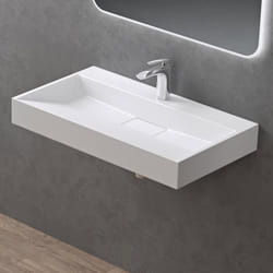 Sogood Lavabo Suspendu avec Bonde Vasque à Poser Blanc Mat 70x46x11cm Lave Mains Rectangulaire avec Perçage Colossum19