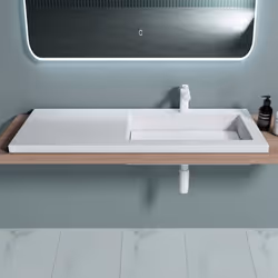 Sogood Lavabo à Encastrer Blanc Vasque en Fonte Minérale Lave Mains Rectangulaire pour Salle de Bain 120x46x14cm Colossum820