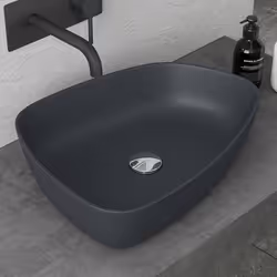 Sogood Lavabo Vasque à Poser Gris Noir Mat 50cm Lave Main Colossum-806A 511x387x12cm