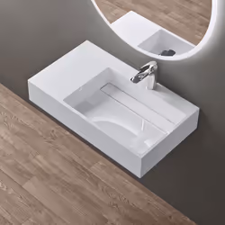 Sogood Lavabo Suspendu Blanc 75cm Vasque à Poser avec Bonde Lave Mains Rectangulaire 75x43x14cm Colossum12-R