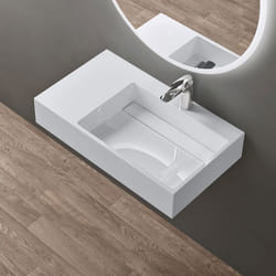 Sogood Lavabo Suspendu Blanc 75cm Vasque à Poser avec Bonde Lave Mains Rectangulaire 75x43x14cm Colossum12-R