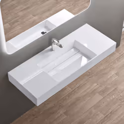 Sogood Lavabo Suspendu Blanc 120cm Vasque à Poser avec Bonde Lave Mains Rectangulaire 120x48x13cm Colossum12