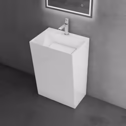 Sogood Lavabo sur Pied Blanc Vasque Colonne en Fonte Minérale Lave Mains Rectangulaire pour Salle de Bain 60x45x90cm Colossum ...