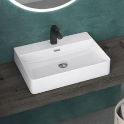 Sogood Lavabo à poser blanc 60x42x12cm vasque suspendu en céramique lave mains de qualité pour salle de bain Meissen201-600