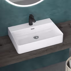 Sogood Lavabo à poser blanc 42x42x12cm vasque suspendu en céramique lave mains de qualité pour salle de bain Meissen201-420