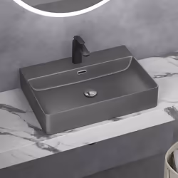 Sogood Lavabo à poser gris noir mat 42x42x12cm vasque suspendu en céramique lave mains de qualité pour salle de bain Meissen2 ...
