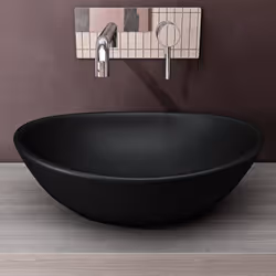 Lavabo vasque à poser évier Bruxelles 205 ovale anthracite mat céramique Larg : 42 cm prof : 34 cm haut : 145cm