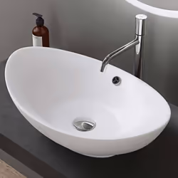 Sogood Lavabo à poser blanc mat vasque en céramique lave mains ovale de qualité pour salle de bain 59x383x192cm Bruxelles818